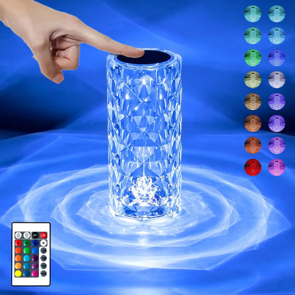 16 Colors Diamond Rose Crystal Lamp